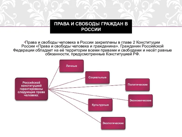 Права и свободы человека в России закреплены в главе 2 Конституции