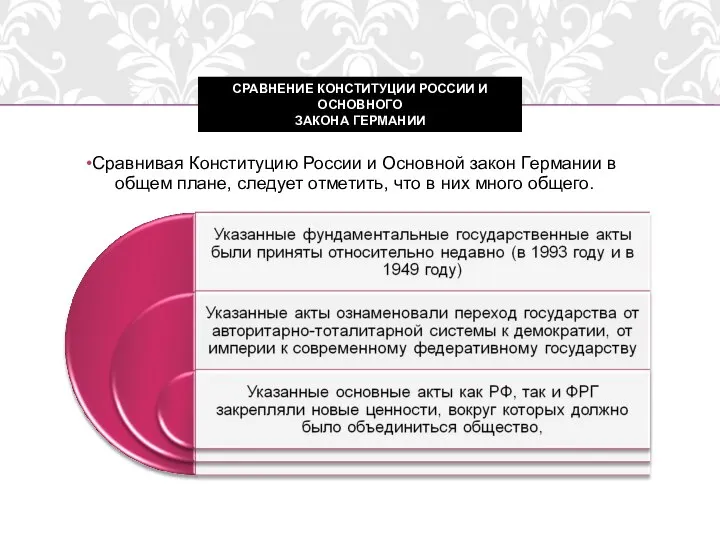 Сравнивая Конституцию России и Основной закон Германии в общем плане, следует