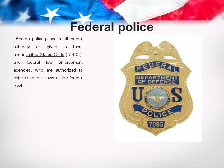 Federal police Federal police possess full federal authority as given to