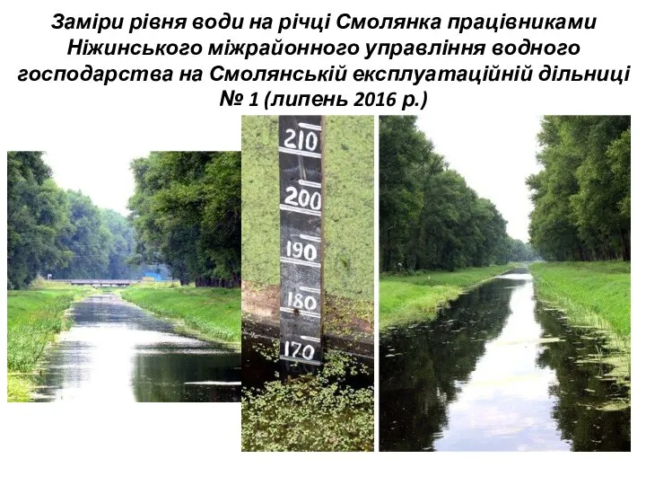 Заміри рівня води на річці Смолянка працівниками Ніжинського міжрайонного управління водного