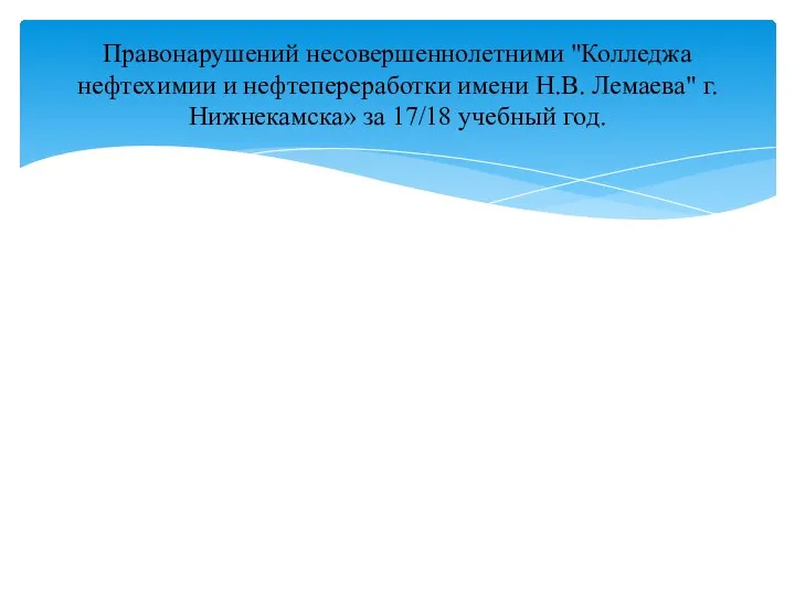 Правонарушений несовершеннолетними "Колледжа нефтехимии и нефтепереработки имени Н.В. Лемаева" г. Нижнекамска» за 17/18 учебный год.