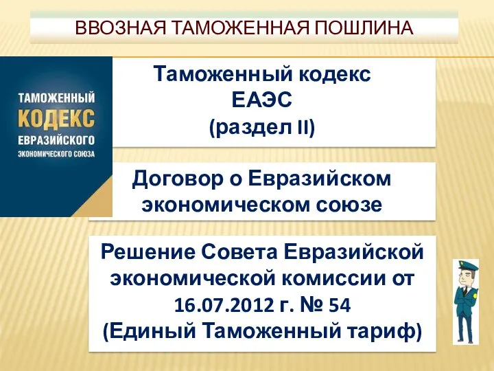 Таможенный кодекс ЕАЭС (раздел II) Решение Совета Евразийской экономической комиссии от