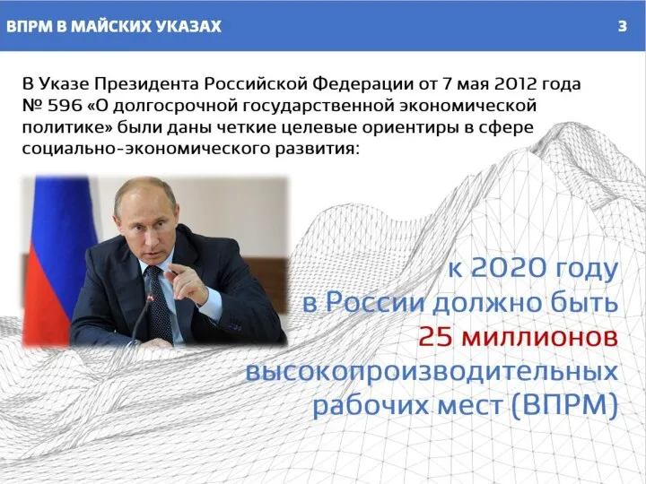 В Указе Президента Российской Федерации от 7 мая 2012 года №