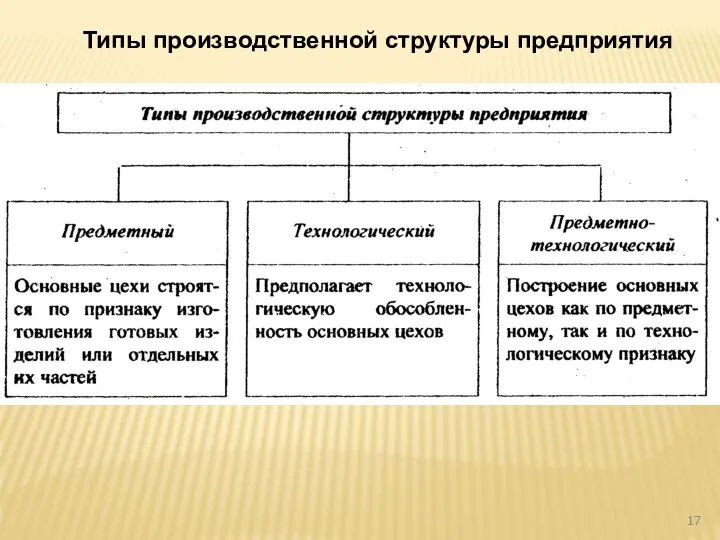 Типы производственной структуры предприятия