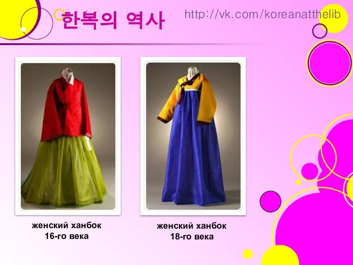 женский ханбок 16-го века женский ханбок 18-го века 한복의 역사 http://vk.com/koreanatthelib