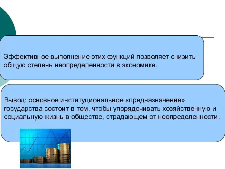 Эффективное выполнение этих функций позволяет снизить общую степень неопределенности в экономике.