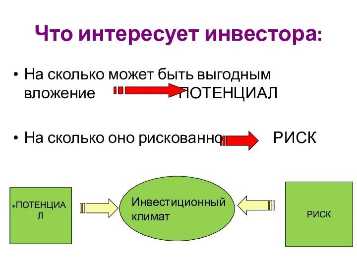 Что интересует инвестора: На сколько может быть выгодным вложение ПОТЕНЦИАЛ На