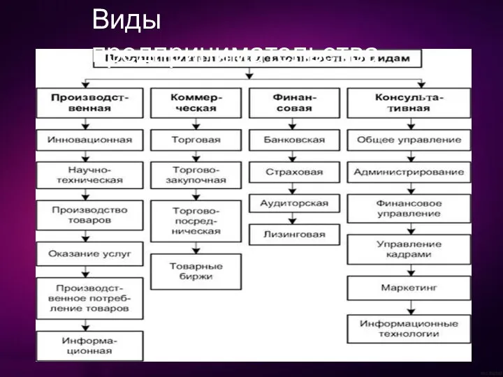 Виды предпринимательства