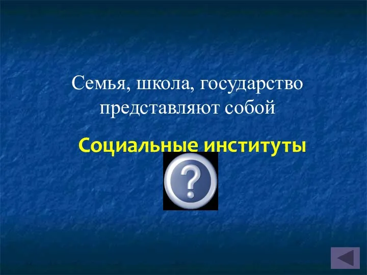 Социальные институты Семья, школа, государство представляют собой