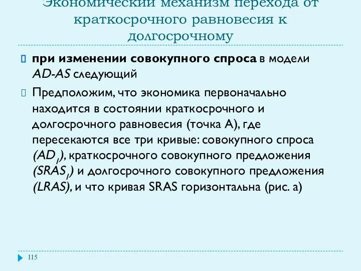 Экономический механизм перехода от краткосрочного равновесия к долгосрочному при изменении совокупного