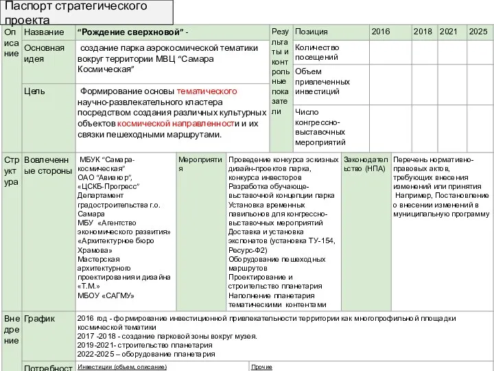 Паспорт стратегического проекта