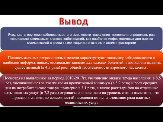 Результаты изучения заболеваемости и смертности населения позволили определить ряд «социально-зависимых» классов