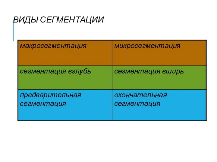 ВИДЫ СЕГМЕНТАЦИИ