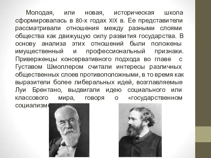 Молодая, или новая, историческая школа сформировалась в 80-х годах XIX в.