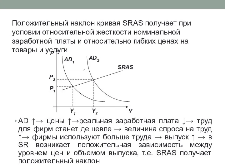 Положительный наклон кривая SRAS получает при условии относительной жесткости номинальной заработной