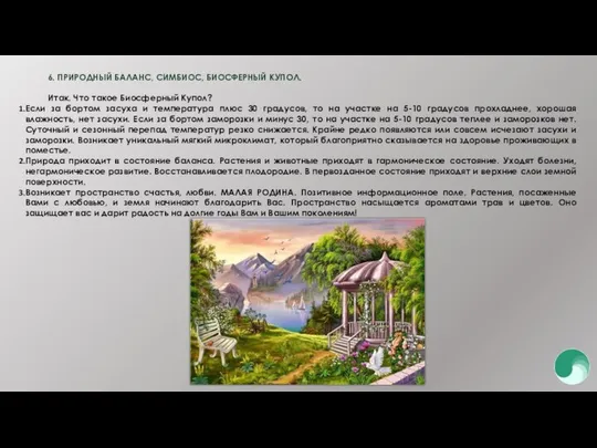 6. ПРИРОДНЫЙ БАЛАНС, СИМБИОС, БИОСФЕРНЫЙ КУПОЛ. Итак. Что такое Биосферный Купол?