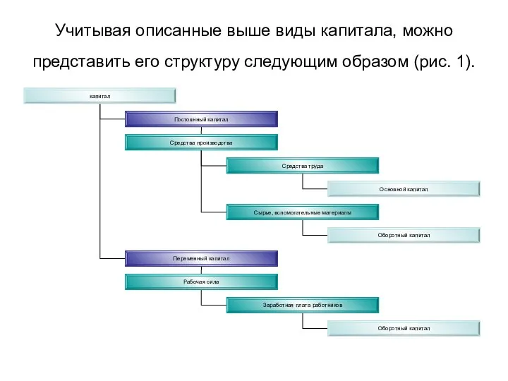 Учитывая описанные выше виды капитала, можно представить его структуру следующим образом (рис. 1).