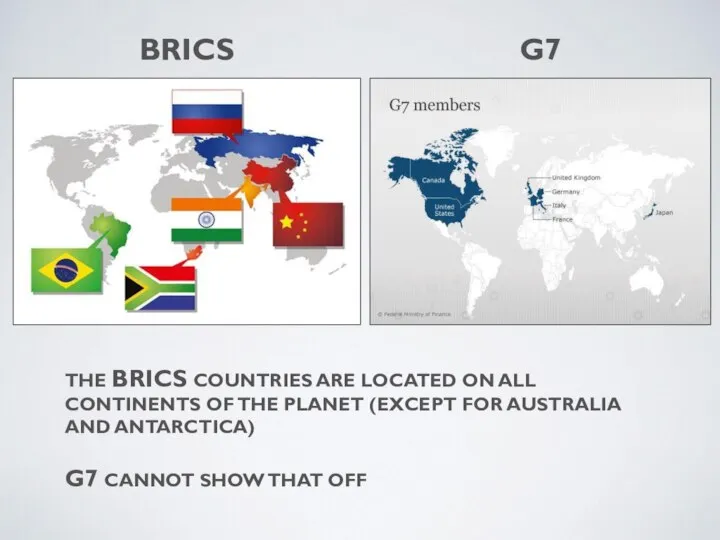 THE BRICS COUNTRIES ARE LOCATED ON ALL CONTINENTS OF THE PLANET