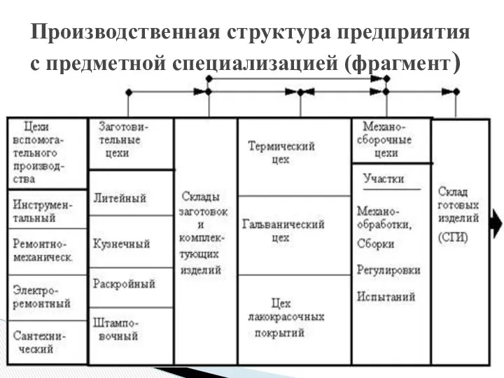 Производственная структура предприятия с предметной специализацией (фрагмент)