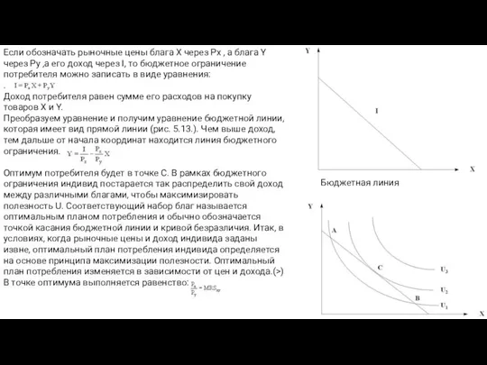 Если обозначать рыночные цены блага X через Рх , а блага