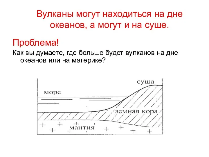 Вулканы могут находиться на дне океанов, а могут и на суше.