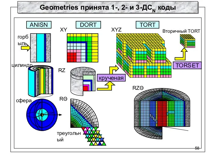 TORT TORSET DORT Вторичный TORT Geometries принята 1-, 2- и 3-ДСN коды