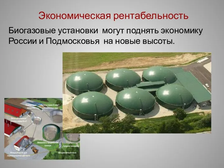 Экономическая рентабельность Биогазовые установки могут поднять экономику России и Подмосковья на новые высоты.