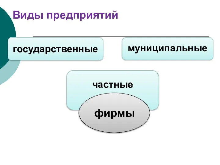 Виды предприятий государственные муниципальные частные фирмы