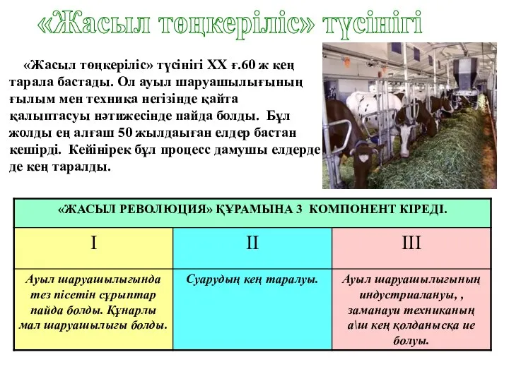 «Жасыл төңкеріліс» түсінігі «Жасыл төңкеріліс» түсінігі ХХ ғ.60 ж кең тарала