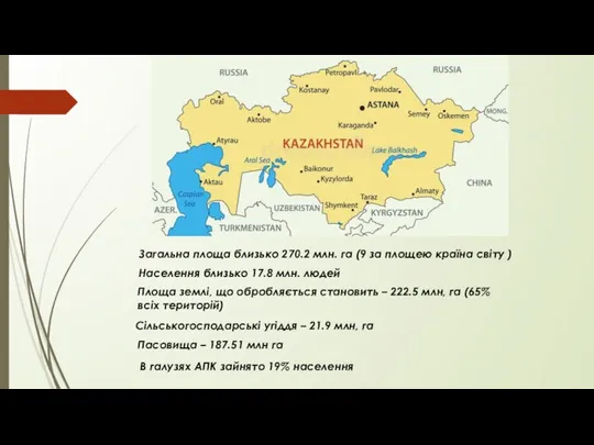 Загальна площа близько 270.2 млн. га (9 за площею країна світу