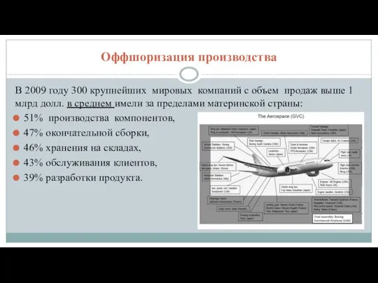 Оффшоризация производства В 2009 году 300 крупнейших мировых компаний с объем