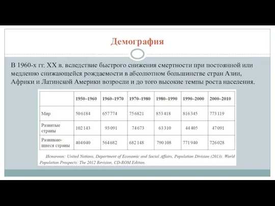 Демография В 1960-х гг. ХХ в. вследствие быстрого снижения смертности при