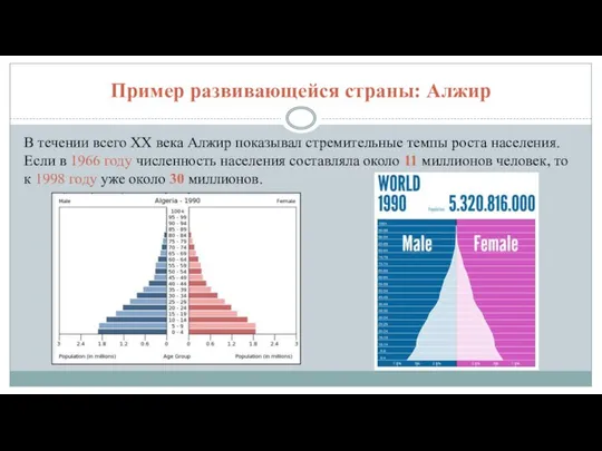 Пример развивающейся страны: Алжир В течении всего ХХ века Алжир показывал