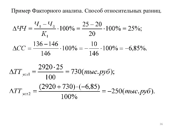 Пример Факторного анализа. Способ относительных разниц.