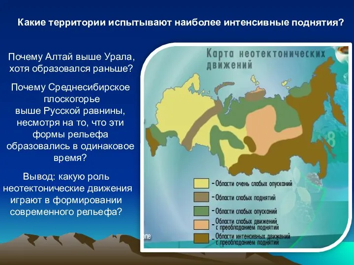 Почему Алтай выше Урала, хотя образовался раньше? Почему Среднесибирское плоскогорье выше