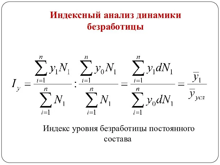 Индексный анализ динамики безработицы Индекс уровня безработицы постоянного состава