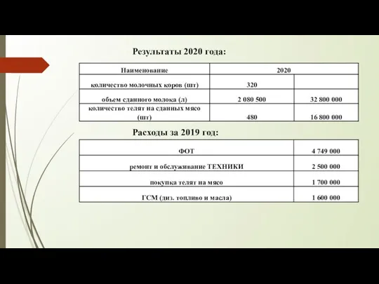 Результаты 2020 года: Расходы за 2019 год: