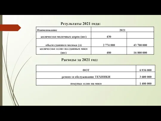 Результаты 2021 года: Расходы за 2021 год: