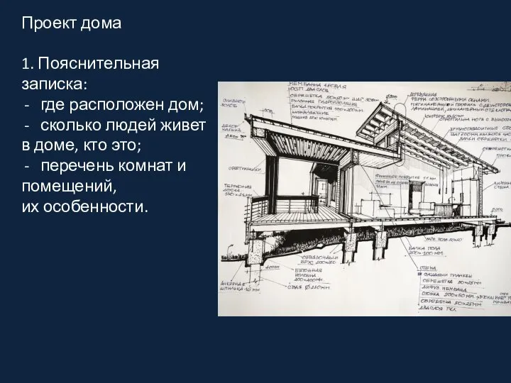 Проект дома 1. Пояснительная записка: где расположен дом; сколько людей живет