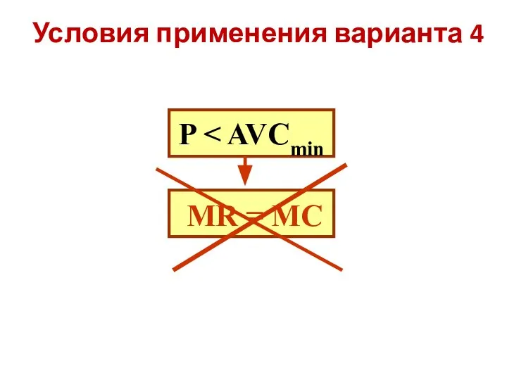 Условия применения варианта 4 P МR = MC