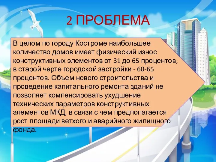 2 ПРОБЛЕМА В целом по городу Костроме наибольшее количество домов имеет