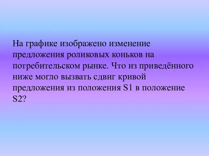 На графике изображено изменение предложения роликовых коньков на потребительском рынке. Что