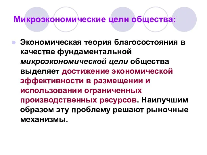 Микроэкономические цели общества: Экономическая теория благосостояния в качестве фундаментальной микроэкономической цели