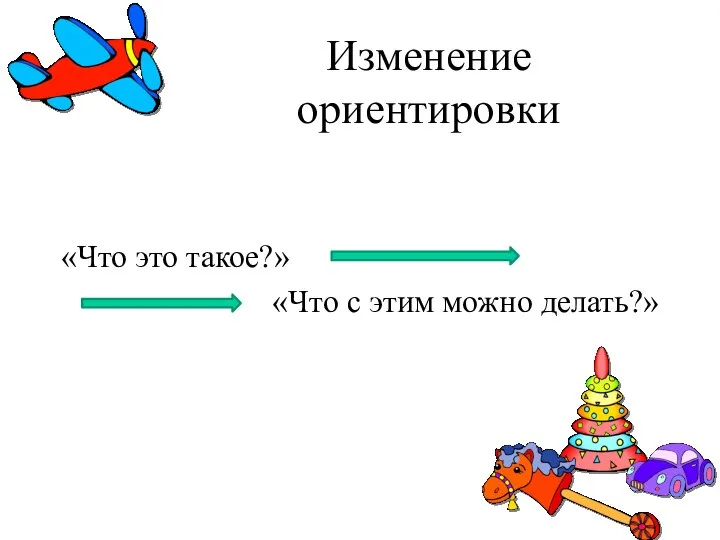 Изменение ориентировки «Что это такое?» «Что с этим можно делать?»