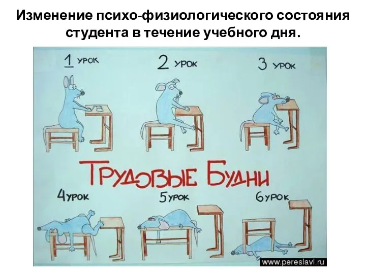 Изменение психо-физиологического состояния студента в течение учебного дня.