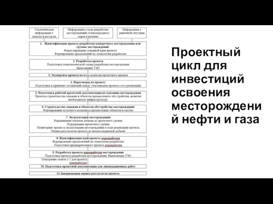 Проектный цикл для инвестиций освоения месторождений нефти и газа