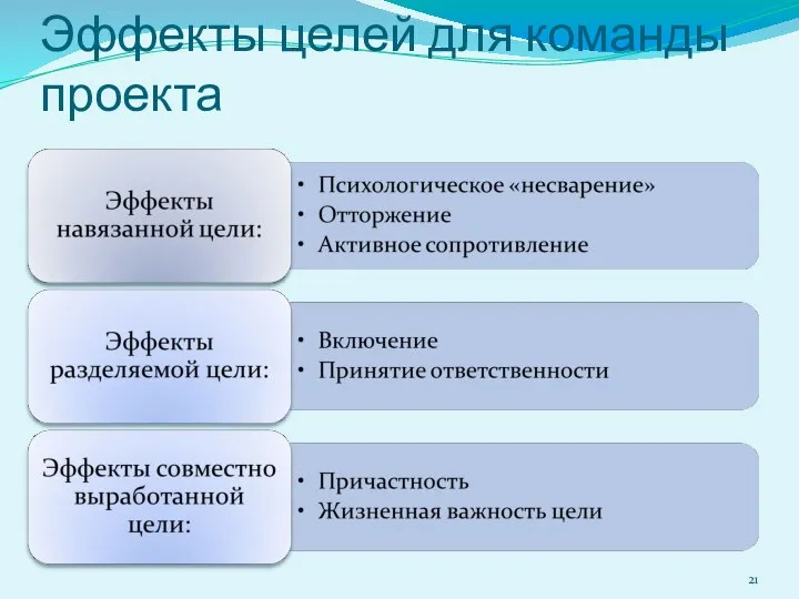 Эффекты целей для команды проекта