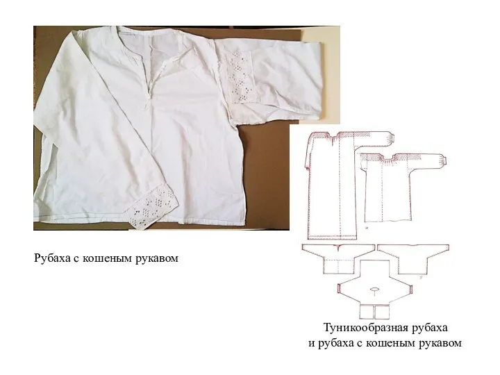 Рубаха с кошеным рукавом Туникообразная рубаха и рубаха с кошеным рукавом