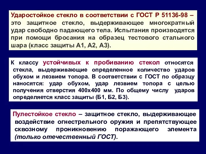 Ударостойкое стекло в соответствии с ГОСТ Р 51136-98 – это защитное