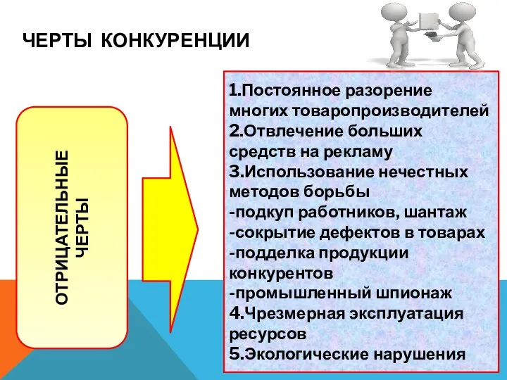 ЧЕРТЫ КОНКУРЕНЦИИ 1.Постоянное разорение многих товаропроизводителей 2.Отвлечение больших средств на рекламу